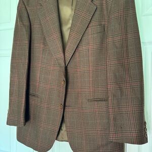Datti Italy Classic Brown Plaid Men's Wool Blazer - 40R